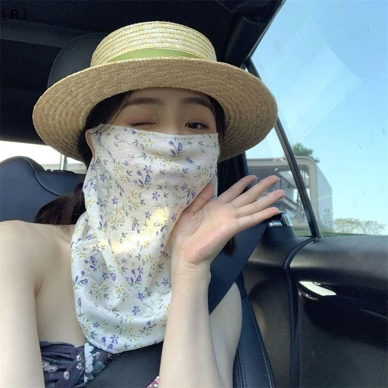 

〔R〕Flowers Summer Sunscreen Mask Full Face Ultraviolet Female Thin Section Cover Face Veil Mask Neck Neck Protector