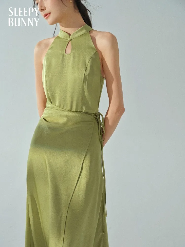 

Elegant Jacquard Sleeveless Dress Slim Fit Maxi Dress Chinese Style Asymmetrical Long Gown for Women Autumn Party Casual Wear