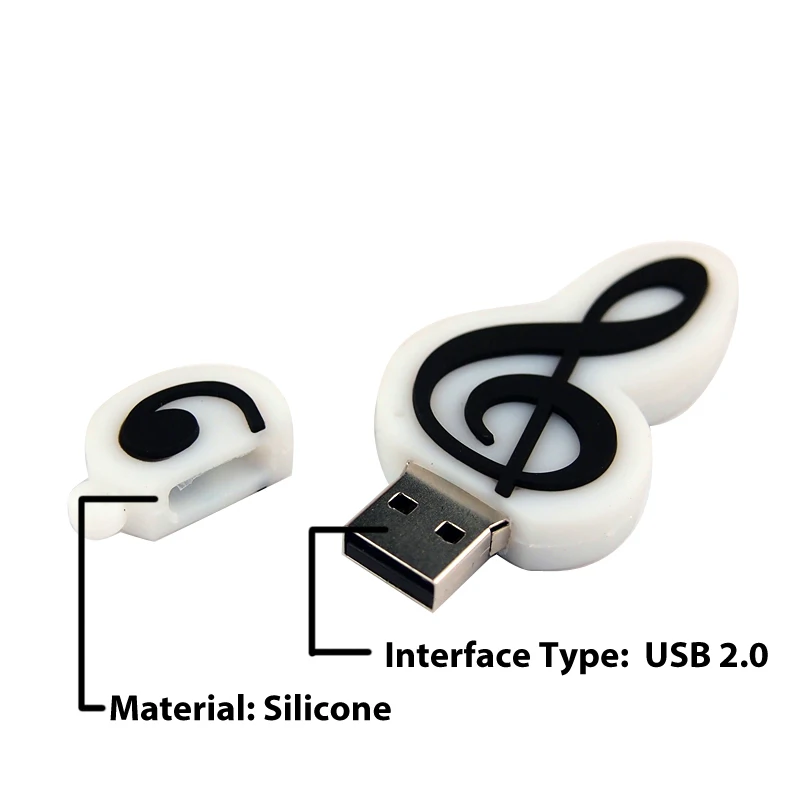 만화 음악 노트 USB 플래시 드라이브, 저렴한 펜 드라이브, USB 스틱 메모리, 4GB, 8GB, 16GB, 128GB, 32GB, 64GB, 펜드라이브 U 디스크, 창의적인 선물