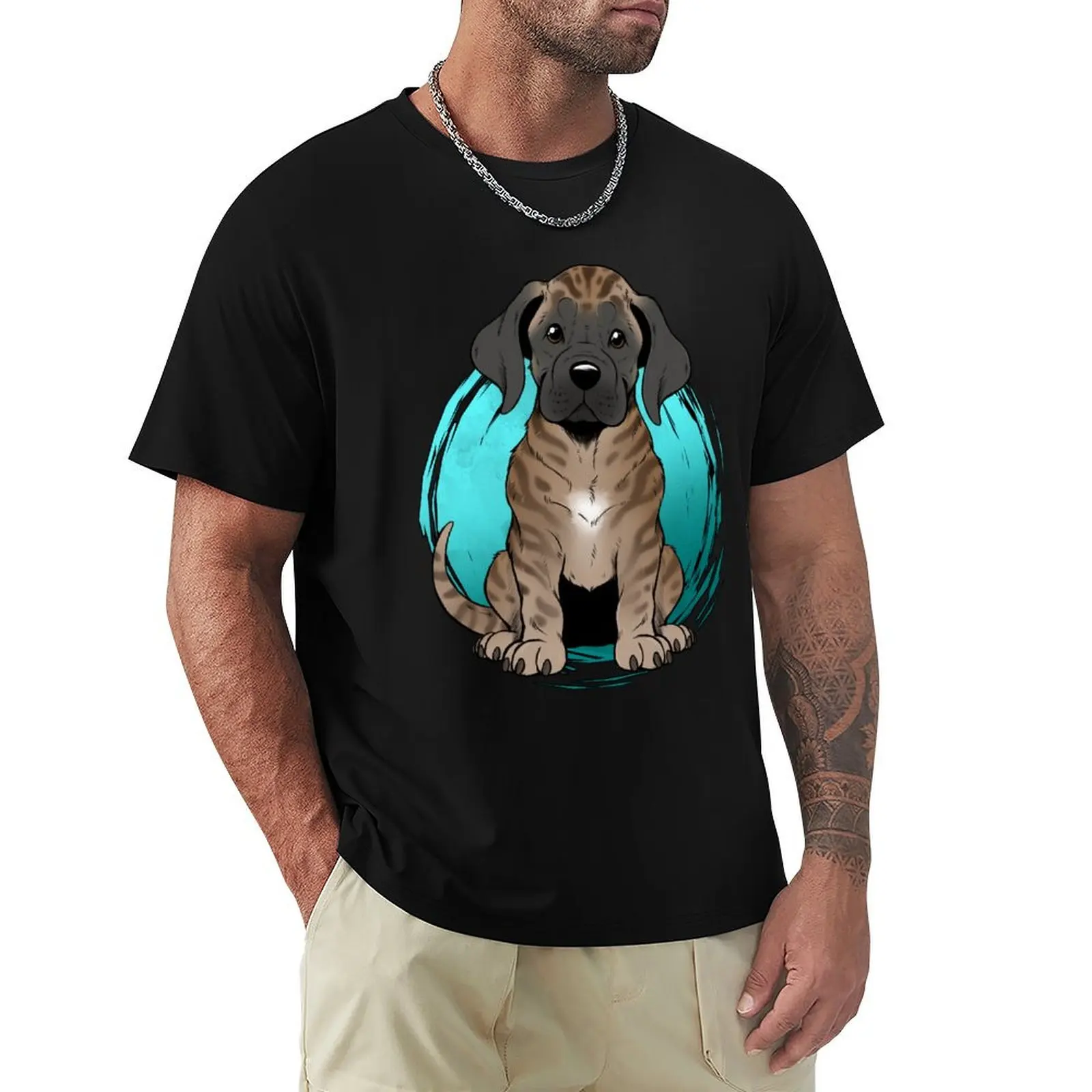 

Cute Brindle English Mastiff Puppy Smiling T-Shirt designer shirts custom shirt plain black t shirts men