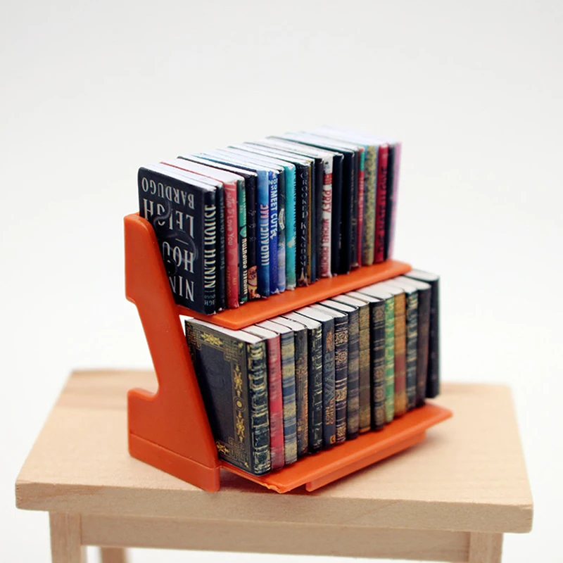 1:12 Dollhouse Simulation Mini Books Bookcase Bookshelf Model Dollhouse Study Room Decoration Dolls House Accessories