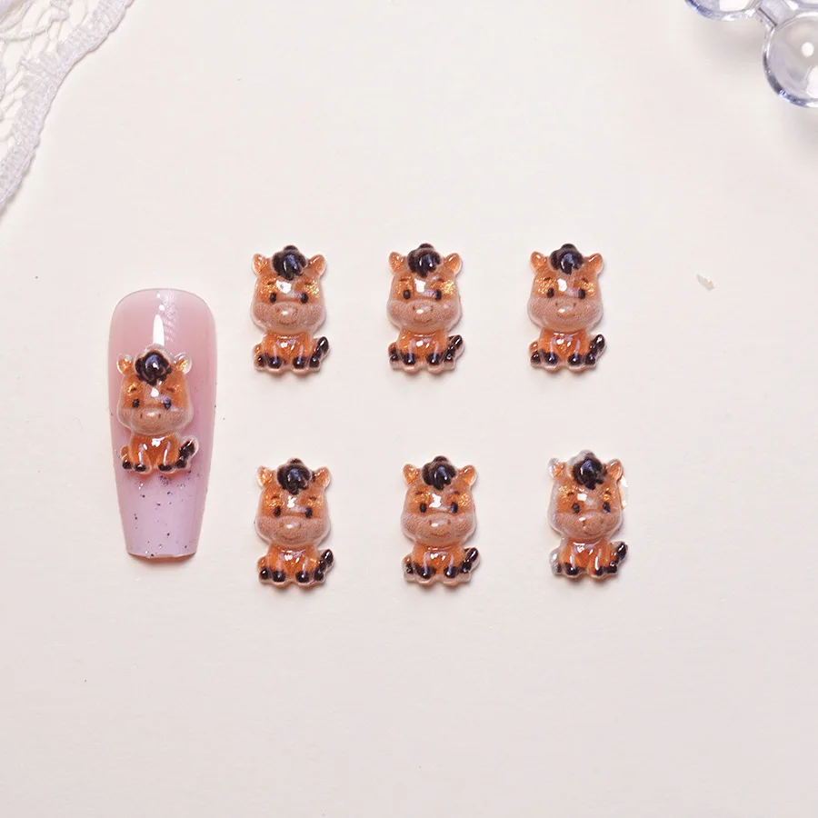 50/100/200 Stück, japanische Cartoon-Tiere, niedlich, 3D, Tierkreiszeichen, Harz, DIY, Nagelzubehör, zum Aufkleben auf Nägel – Detail 14