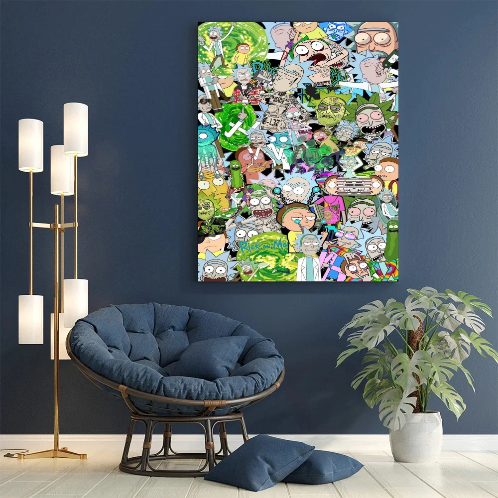 Cartoon Funny Rick Animation Whitepaper Poster Vintage Room Home Bar Cafe Decor Vintage Decorative Painting