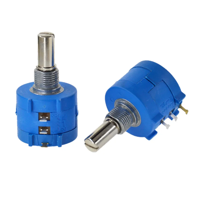 3590S-2-103L 3590S 100 - Potenciómetro multivuelta de precisión de 10K ohmios Resistencia ajustable de 10 anillos + Perilla giratoria de dial de conteo de vueltas