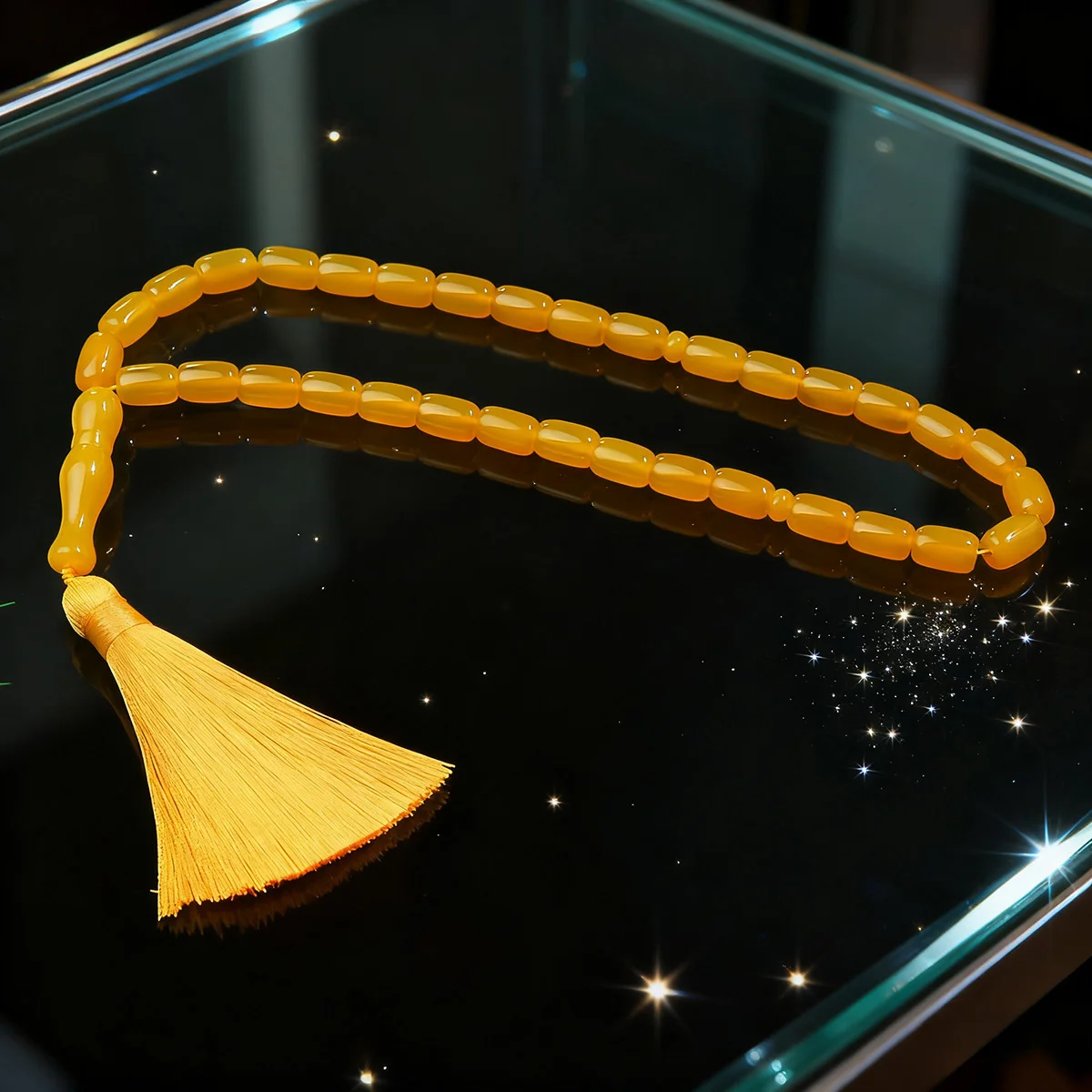 

Браслет из желтого агата с камнем, браслет из молитвенных шариков, браслет из желтых бусин с кисточками, мусульманский браслет из молитвенных бусин