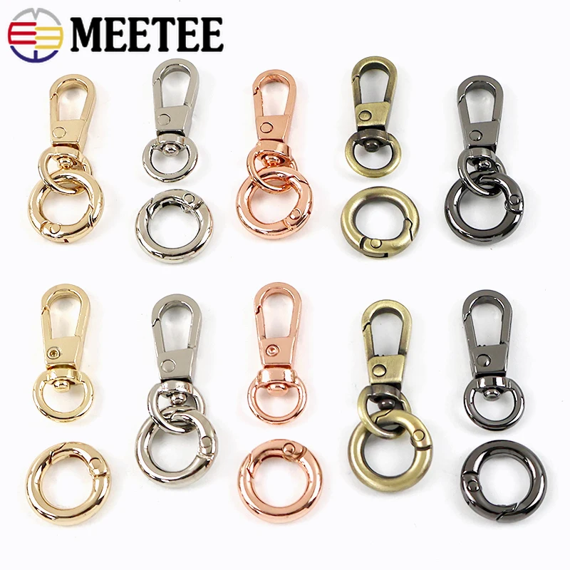 

5/10/20Sets Meetee Metal Buckle Swivel Lobster Buckles O Ring for Keychain Spring Hook Pet Collar Clasp Bag Hardware Accessories