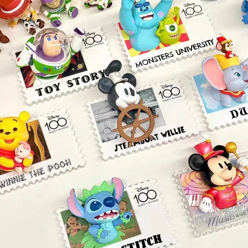 Disney Return To Stamp Series Blind Box Mickey Stitch Stamp Style Anime Figures Cute Kawaii Pvc Statue Figures Christmas Gifts