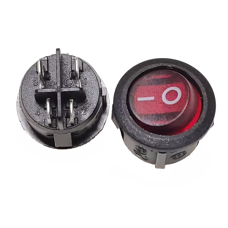 Original certification R131-22C-13C Round 23mm red four-pin two-speed boat switch 8A250V opening 20mm