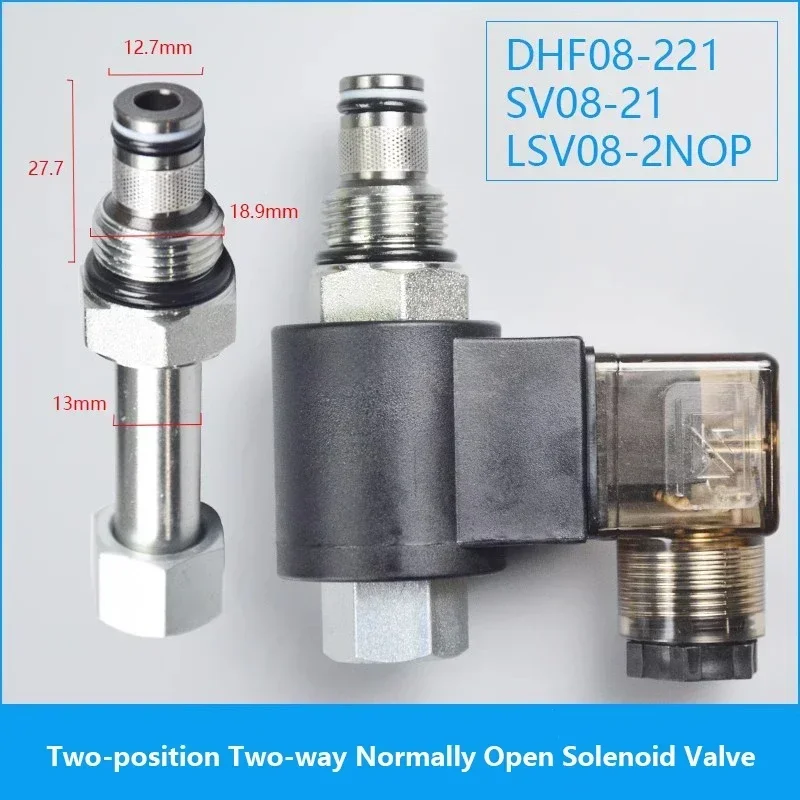 2-position 2-way Normally Open Threaded Hydraulic Cartridge Type Pressure Maintaining Solenoid Valve DHF08-221 SV08-21 NOP