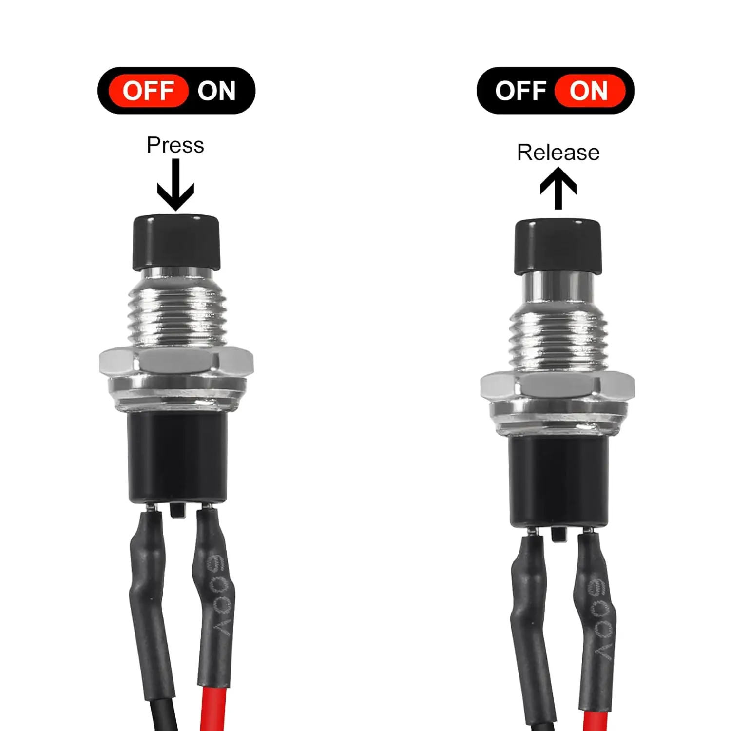 6Pcs 7mm Momentary Mini Push Button Switch SPST NO Normally Open 2 Pin Round Button Contact Switch 1A 250V AC for Model Railway