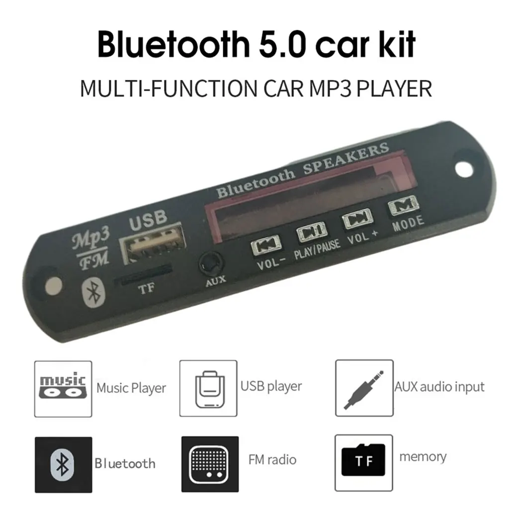 Digital Display MP3 Player Decoding Board Bluetooth-compatible 12V In-dash LED Screen Radio Receiver Automobile with Remote