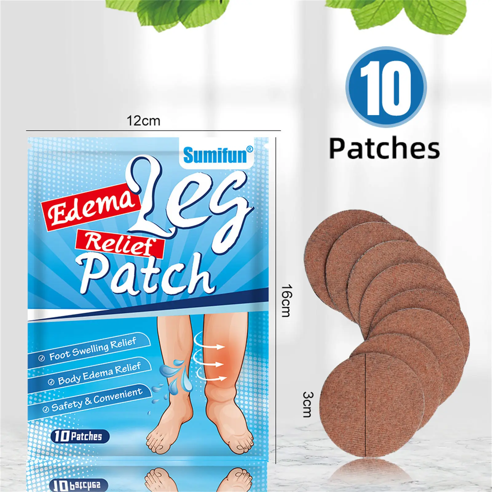 10pcs Body Edema Relief Patches Vasculitis Phlebitis Spiderleg Medical Patch for Women Men Leg Feet Treatment