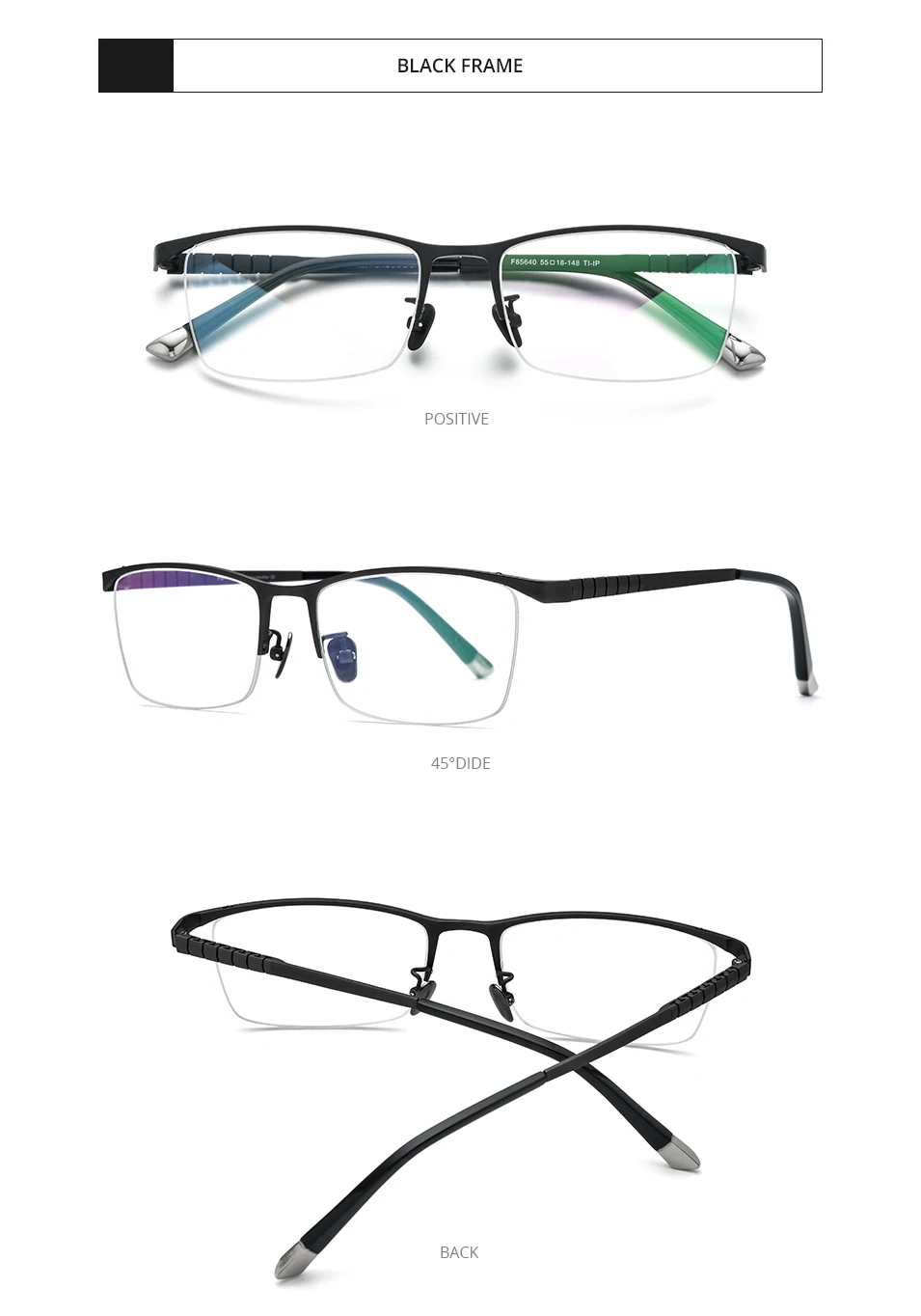 FONEX Brillengestell aus reinem Titan für Herren, neues Markendesign, quadratische Brillen, halbrandhalbrandlose japanische ultraleichte Brillen 85640 – Detail 9