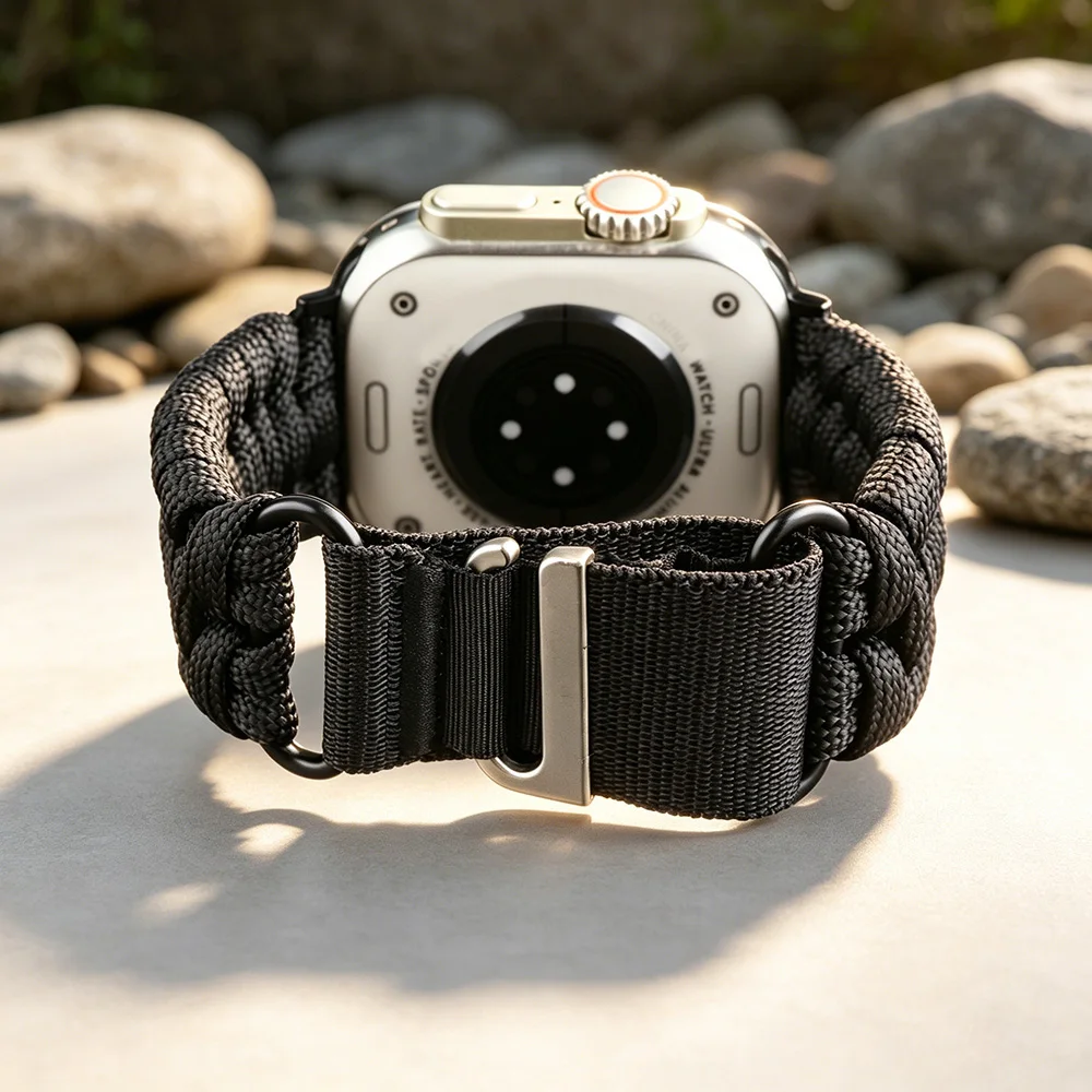 Mountain Umbrella Rope Nylon loop Band for Apple Watch 49mm 46mm 45mm 44mm Men Sports Strap iWatch Ultra SE 11 10 9 8 7 6 5 4