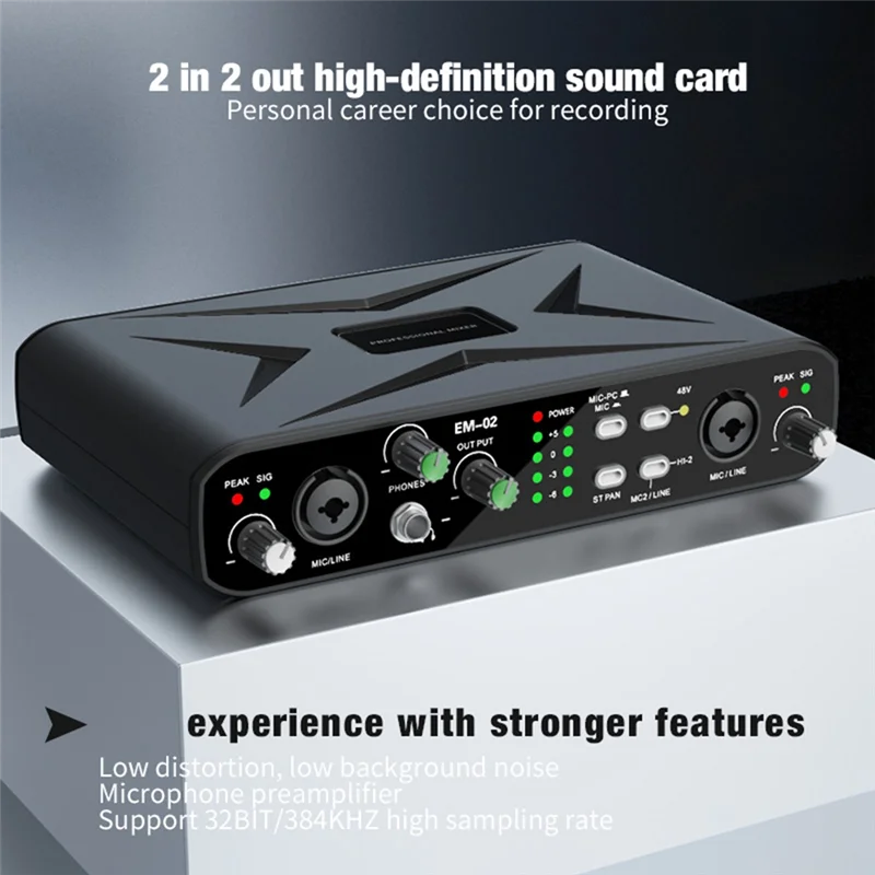 BNVN-고품질 외부 사운드 카드 믹서 USB 컴퓨터 드라이버가 없는 라이브 스트리밍, 기타용 고 샘플링 속도 소형 장치