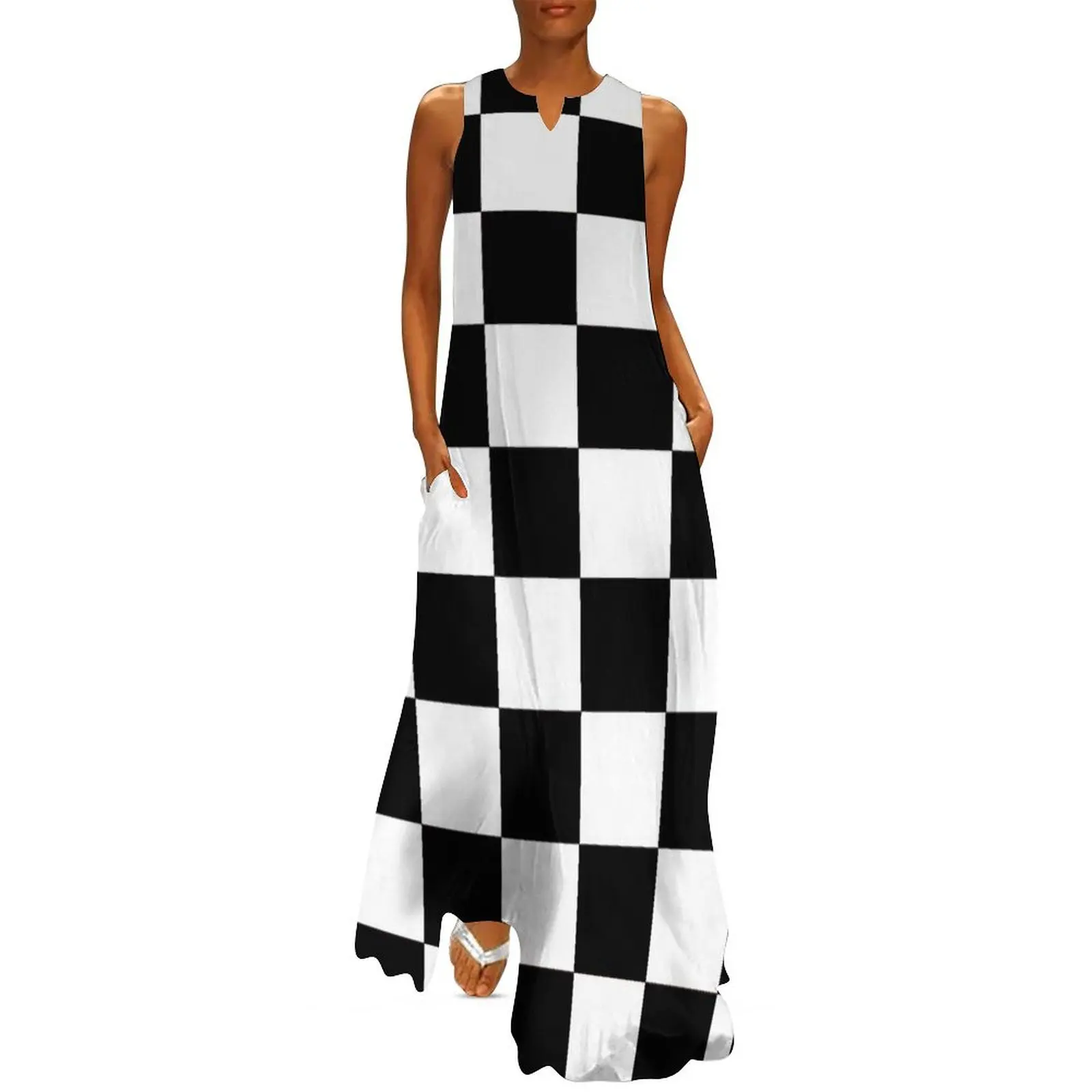 

Black and White Checkerboard Long Dress dress summer 2024 women Dresses for wedding party Aesthetic clothing