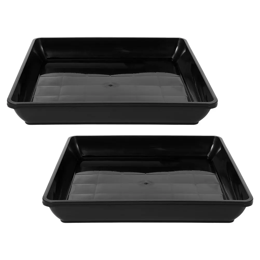 

2Pcs Flower Pot Trays Heavy Duty Rectangular Indoor Plant Saucers Leakproof Plastic Drip Trays Planter Drainage Tray