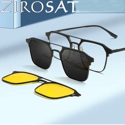 ZIROSAT 9910 Polarized Sunglasses Men Women Magnetic Clip On Glasses Titanium Optical Prescription Eyewear Frames Eyeglasses