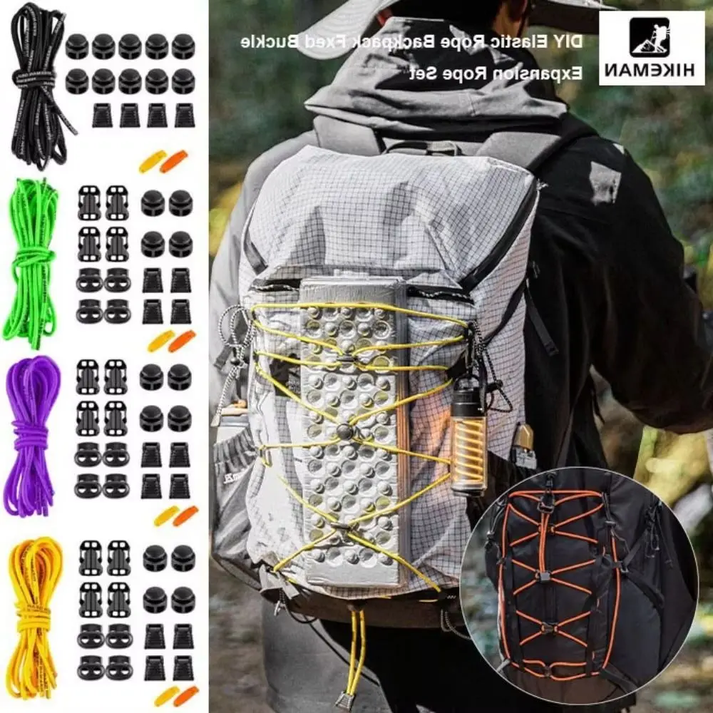 9 Styles Reflective Elastic Expansion Rope Set With Buckles DIY Black Backpack Mountaineering Bag Straps