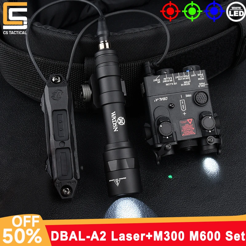 

DBAL-A2 Laser Red Green Blue Dot Aiming M300 M600 LED Scout Light With Dual Function Pressure Switch Set For 20mm Picatinny Rail