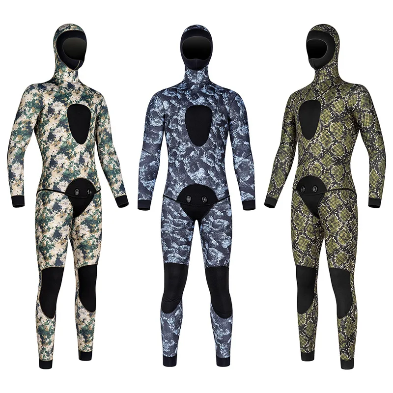 

5MM Thick Neoprene 2pcs Wetsuit Jacket + Long Pants Set Adults Full Body Thermal Dive Suit for Spearfishing Swimming Water Sport