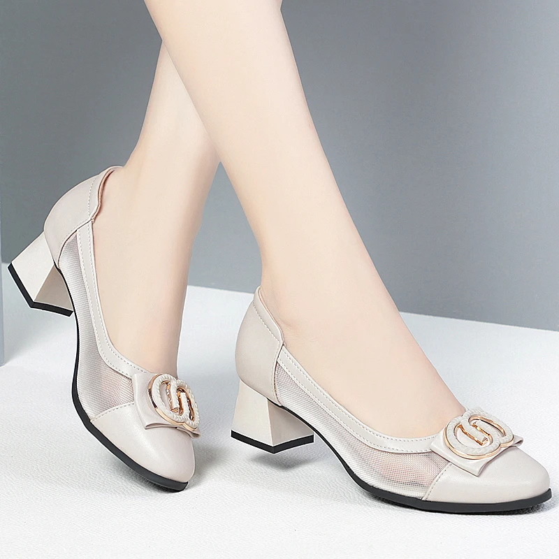 

Women's Summer Sandals Breathable Me Thi Heel Soft Bot Comfortable Mom oes Hollow out Thin Faionable mid Heel