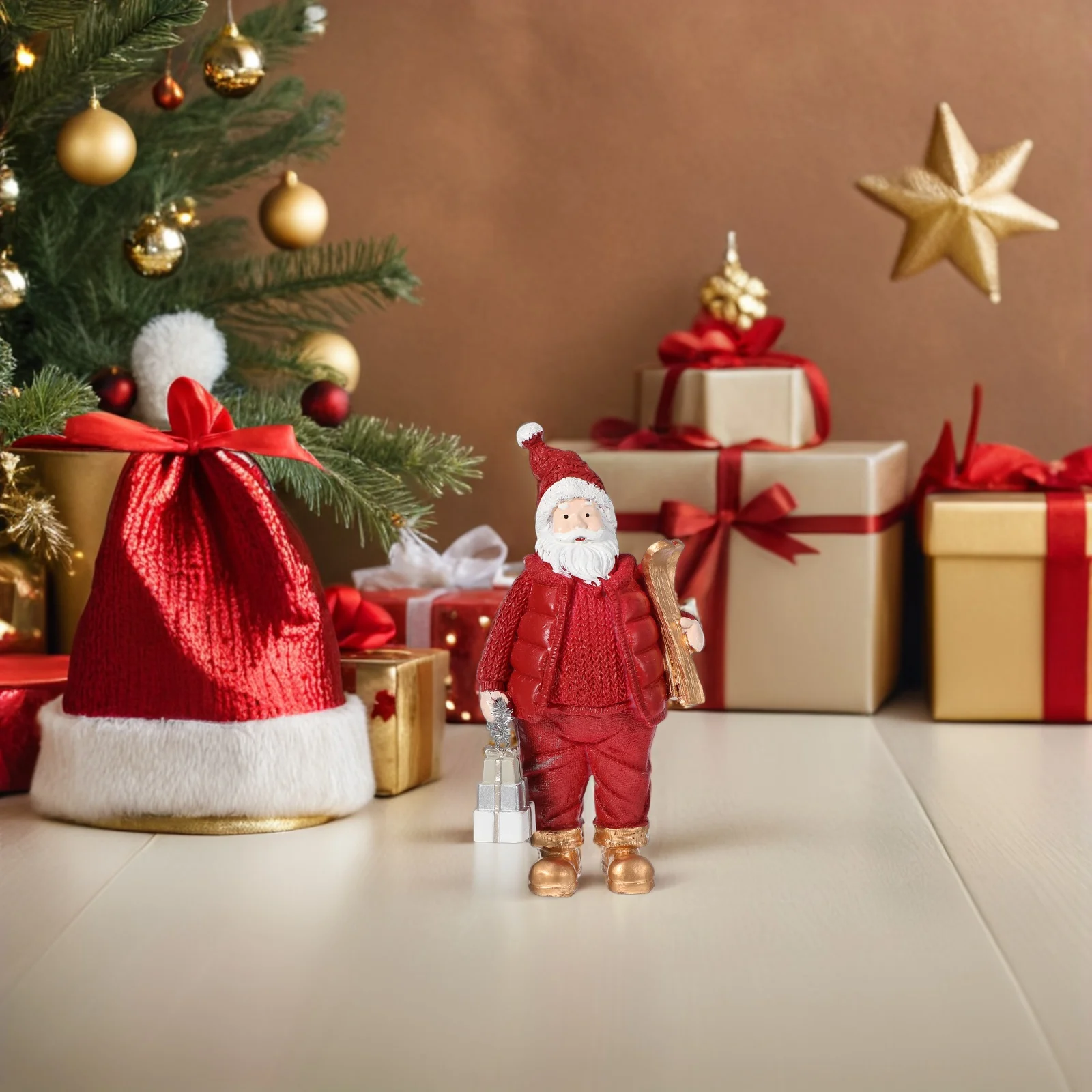 

Resin Santa Claus Christmas Decoration Tabletop Statue for Home Office Store Festive Holiday Display Santa Claus Figurines
