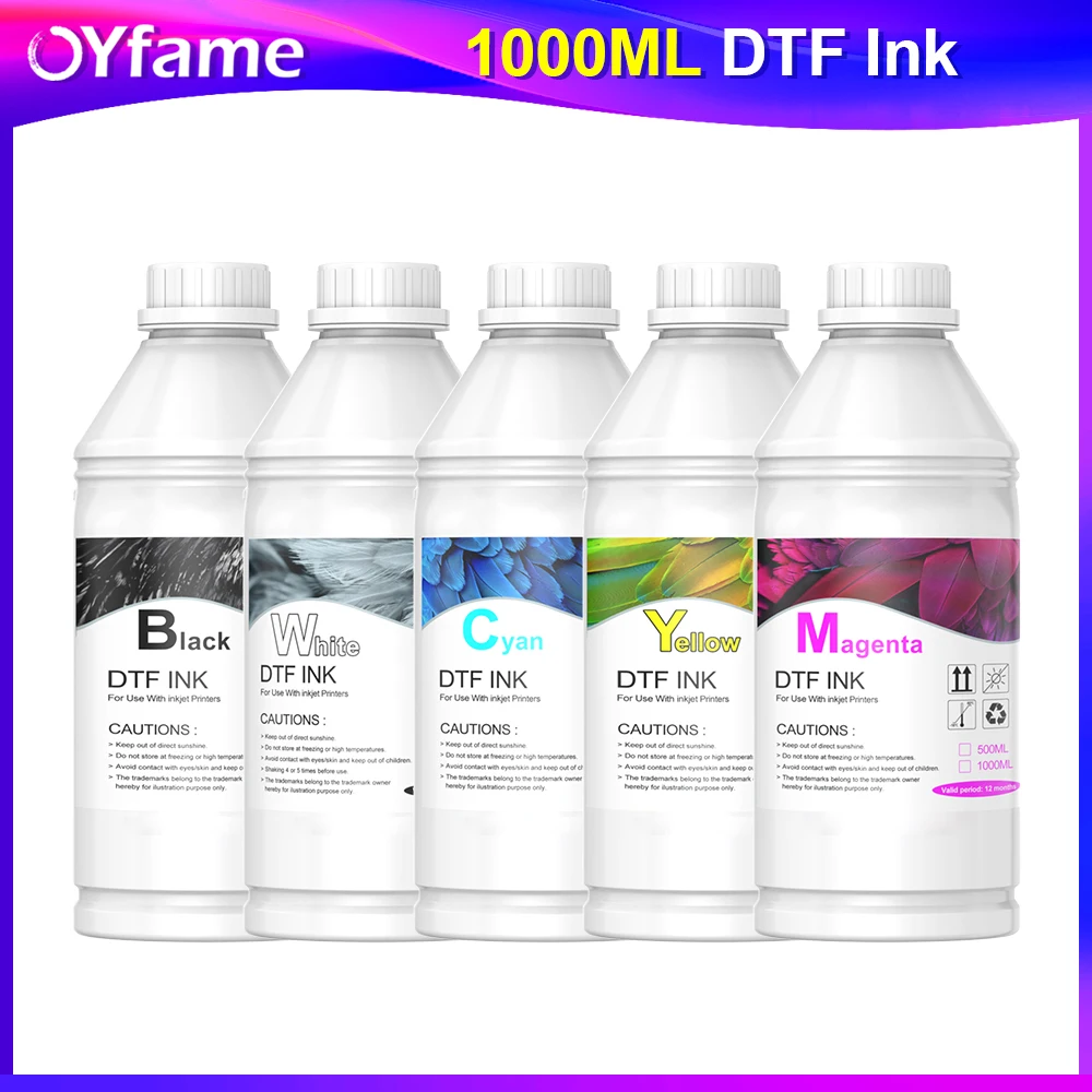 

OYfame DTF Ink 1000ML Direct to Transfer Film Ink for Epson Printhead i3200 XP600 TX800 L1800 1390 L805 t shirt printing machine