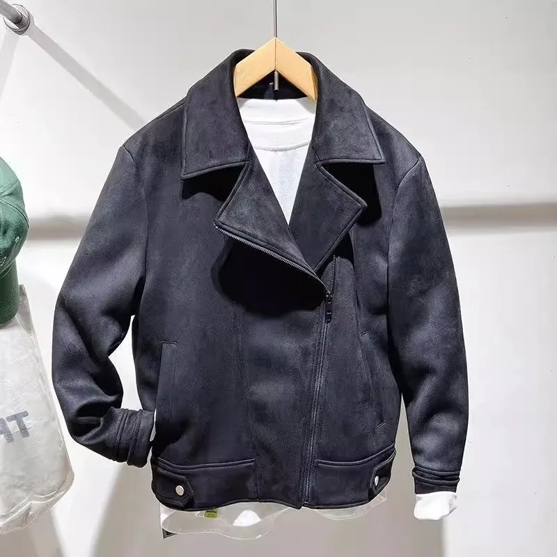 

Мужская свободная куртка из оленьей кожи и вельвета, осенне-зимняя, больших размеров, 300 пу, новая, в стиле ретро, трендовая, повседневная верхняя одежда