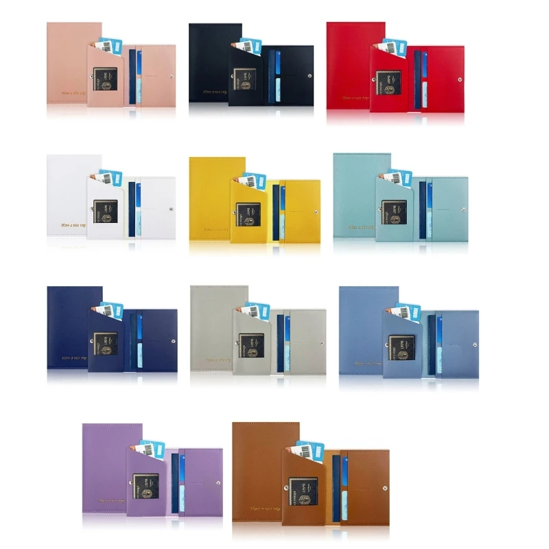 Unisex Slim PU Passport Holder Bank Credit Card Organizer Business Purse Multi-slot Pocket Wallet with Buckle for Women Men