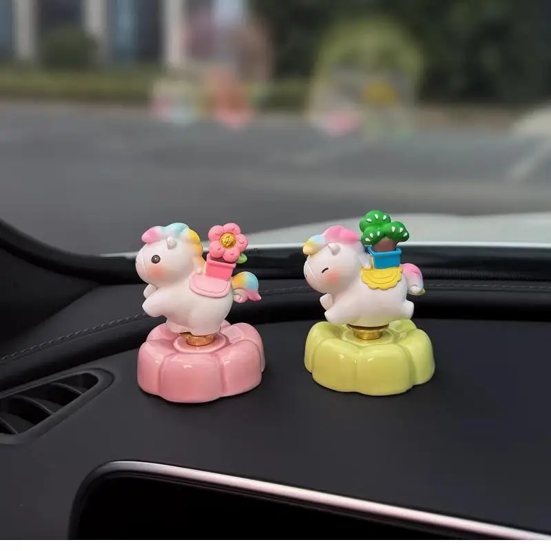 New Lucky Money Horse Car Dashboard Ornament Cute Rocking Pony Figurine