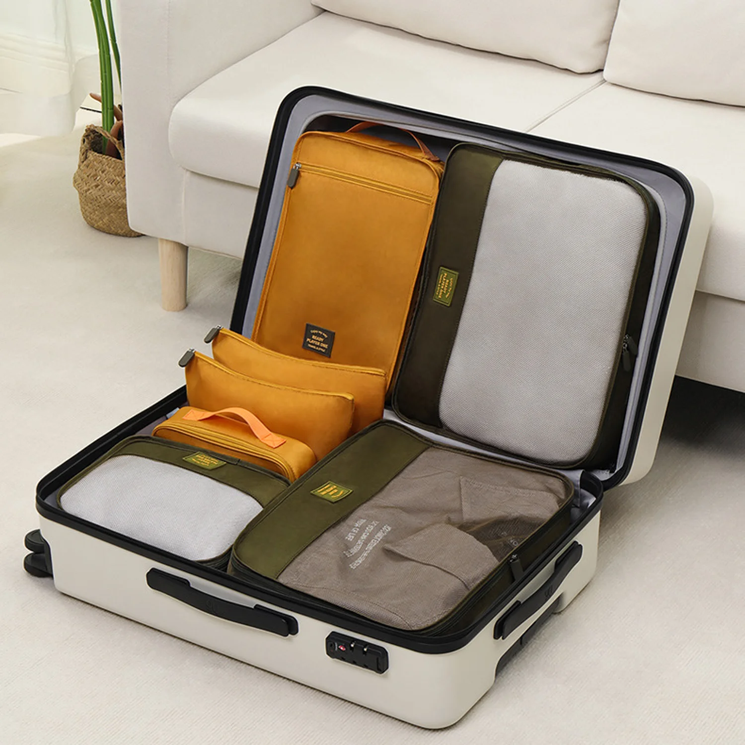 7pcs Travel Packing Cubes Set Clothes Shoe Bag Organizer Luggage Suitcase Accessories Foldable Versatile Lightweight Pouch