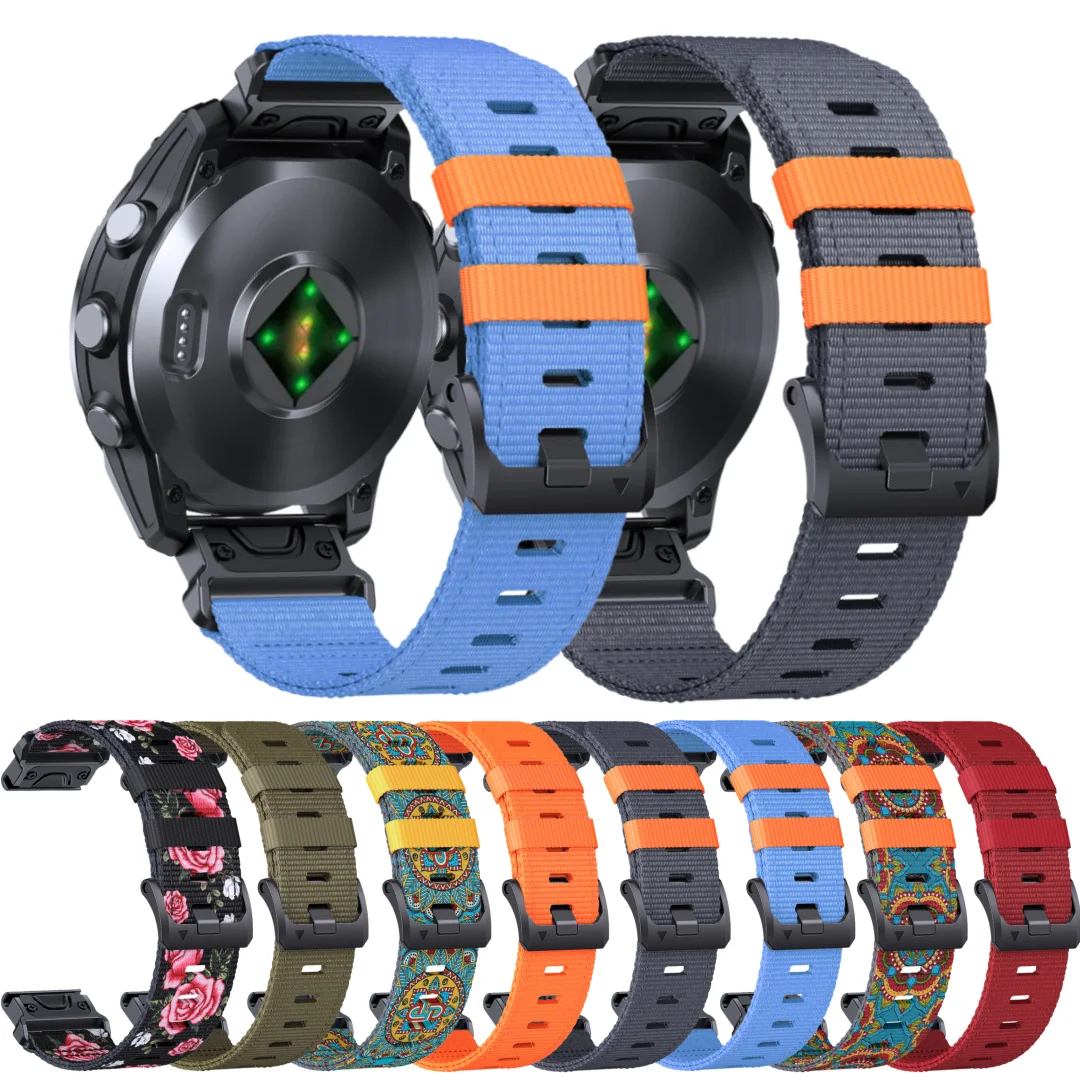 Correa de nailon QuickFit de 22mm y 26mm para Garmin Fenix 8 7 6XPro 5XPlus/Epix Gen 2 7X Pro TACTIX DELTA instinto 2 3 X correa de reloj deportiva