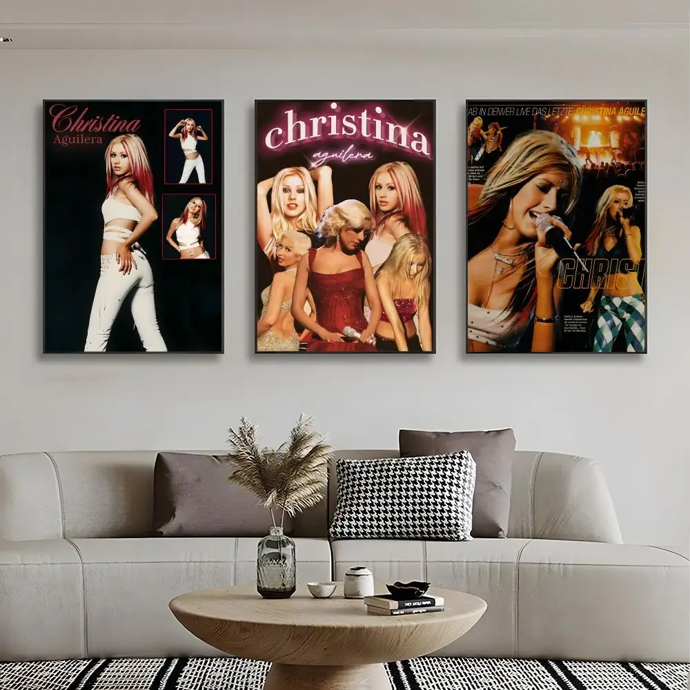 Pop Diva C-Christina Aguilera Poster Frameless Wall Art Print, Peel-and-Stick Removable