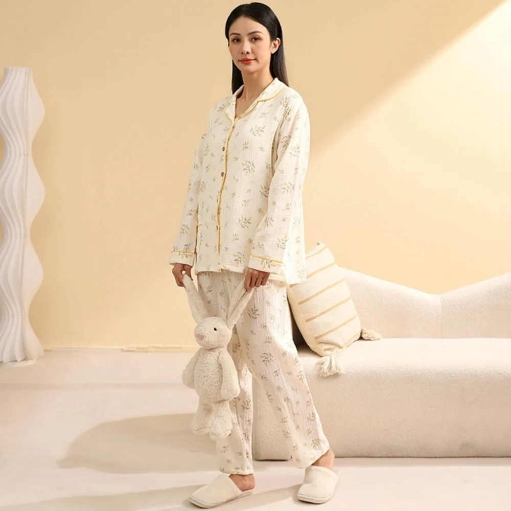 Maternity Suit For Pregnant Women Pure Cotton Long Sleeve Homewear Nightie For Nursing Feeding Clothes Breastfeeding Set