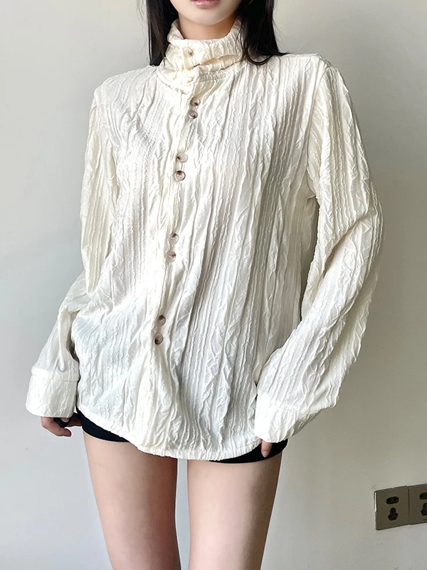 

Women's White Shirts and Blouse 90s Y2k Vintage Harajuku 2000s Chinese Style Elegant Long Sleeve Shirt Top Clothes Autumn 2025