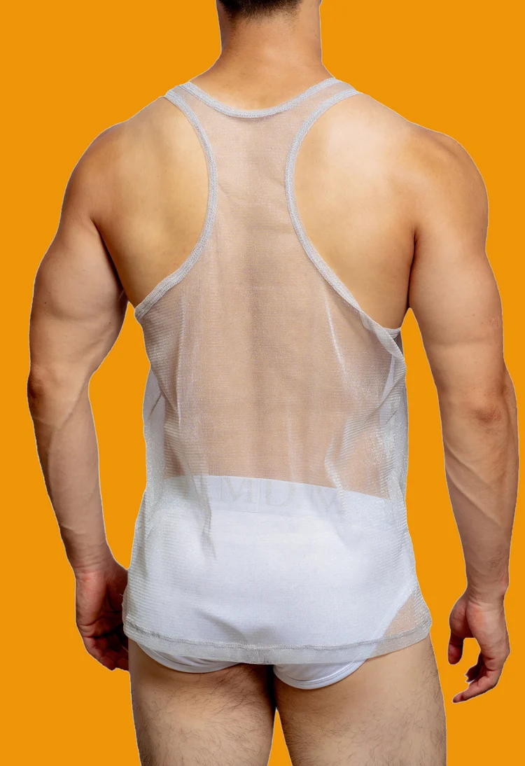 Men's Vest See Through Transparent Breathable Summer Mesh Underwear Vests Male Temptation Sleeveless Tank Tops