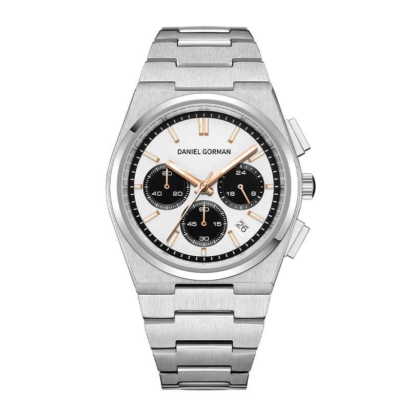 DANIEL GORMAN Trend Brand Stainless Steel Couple Watch Quartz Date Display Chronograph for Lovers Waterproof Fashion Wristwatch