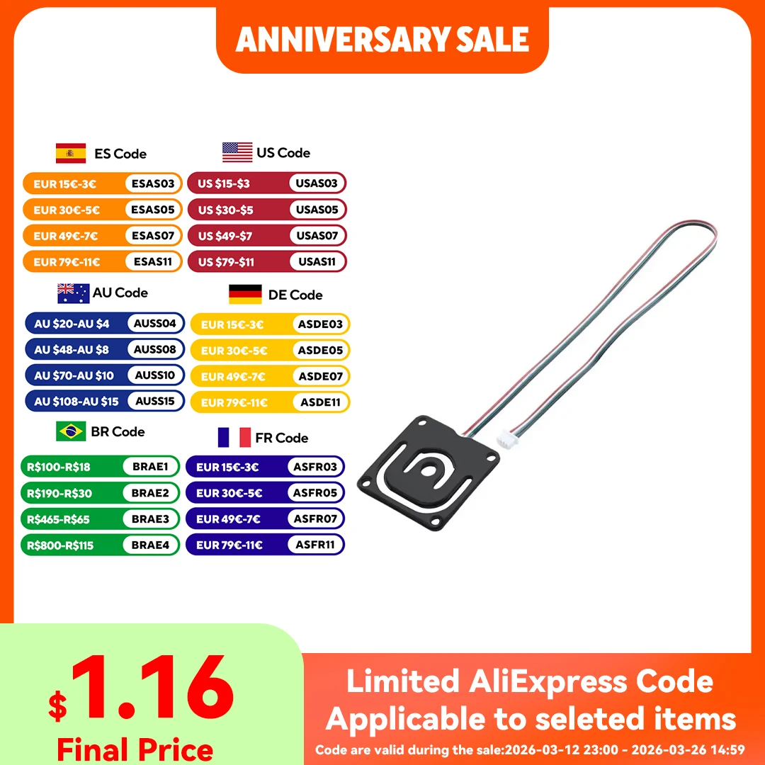 

For K1C/K1 MAX Hot Bed Pressure Sensor Strain Gauge 34x34mm For 3D Printer Accessories