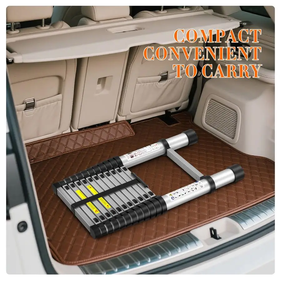 سلم تصغير، سلم تمديد عالي التحمل من الألومنيوم بسعة 330 رطل مع خطوات مضادة للانزلاق للوصول العليمي الآمن والسقف والهو #5