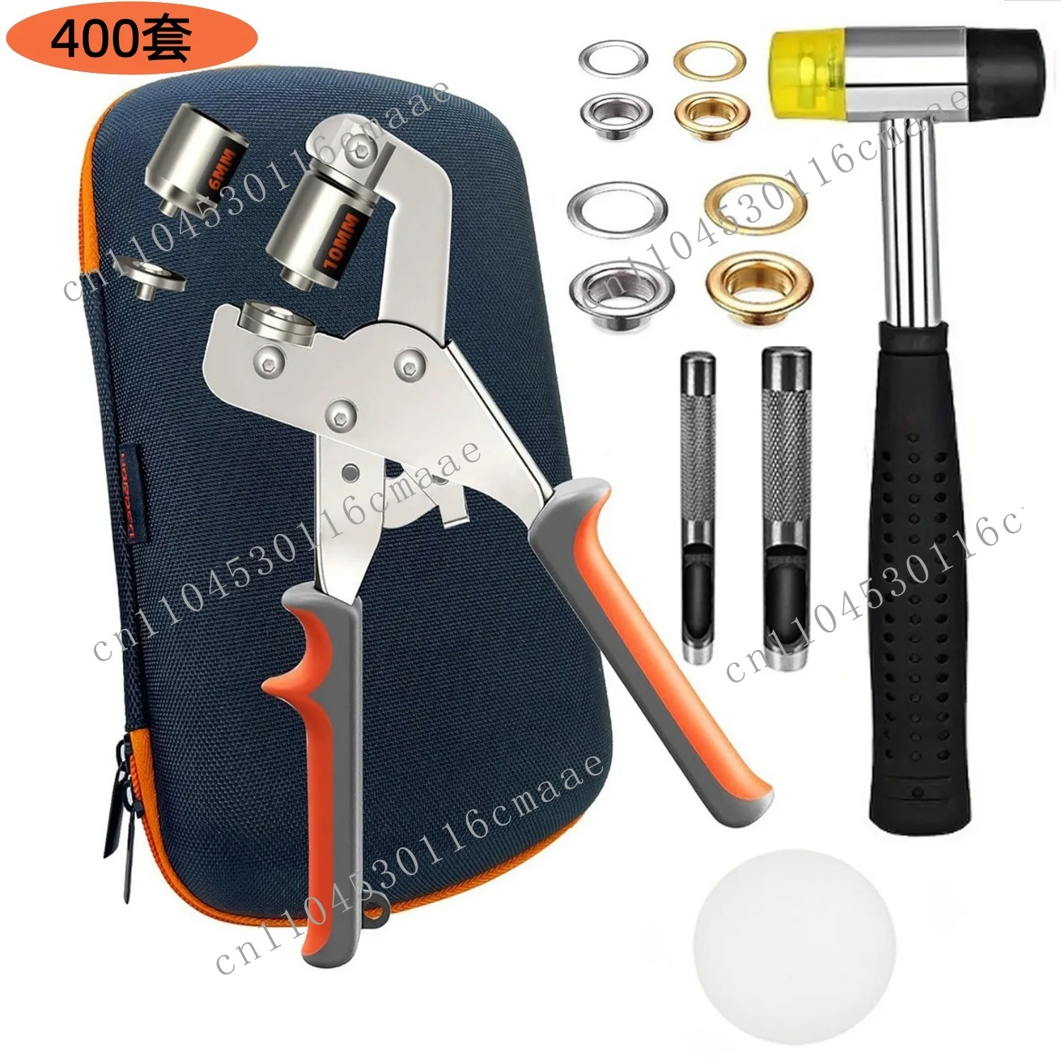 400 sets of 6+10mm metal corn buckle air hole buckle installation tool set, silver and gold air hole buckle