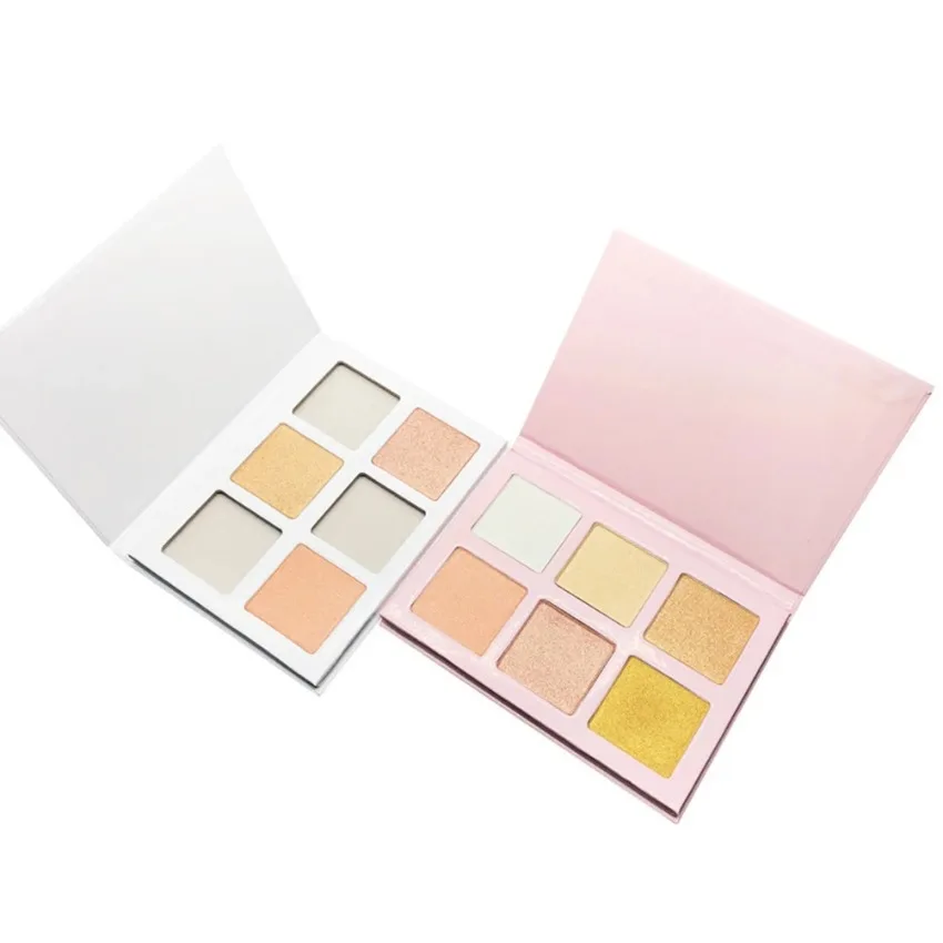 

Private Label DIY 6-colors Highlighter Palette Long Lasting Pigmented Glitter Shiny Matte Glow Brighten Contour Makeup Platte