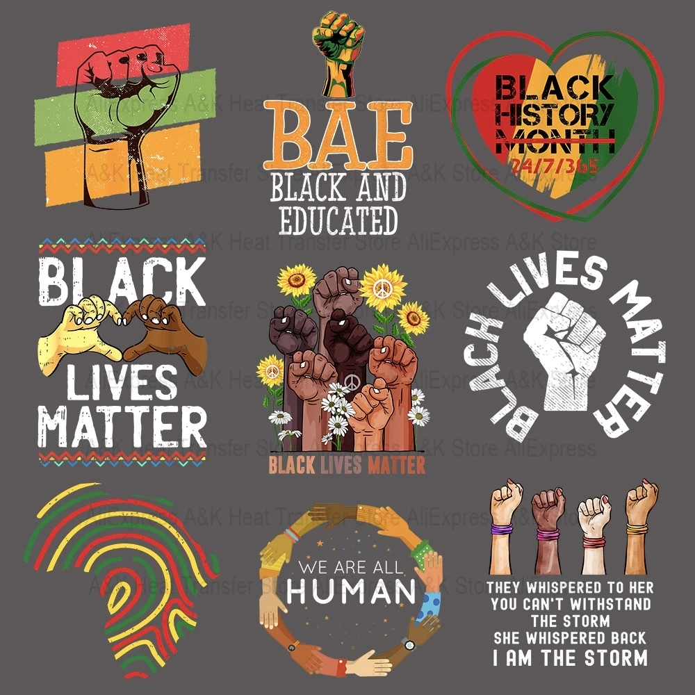 Black Lives Matter Heat Transfers Patches For Clothing Cool Diy Decals For T-shirt Decals Thermo Stickers Pringing Parches