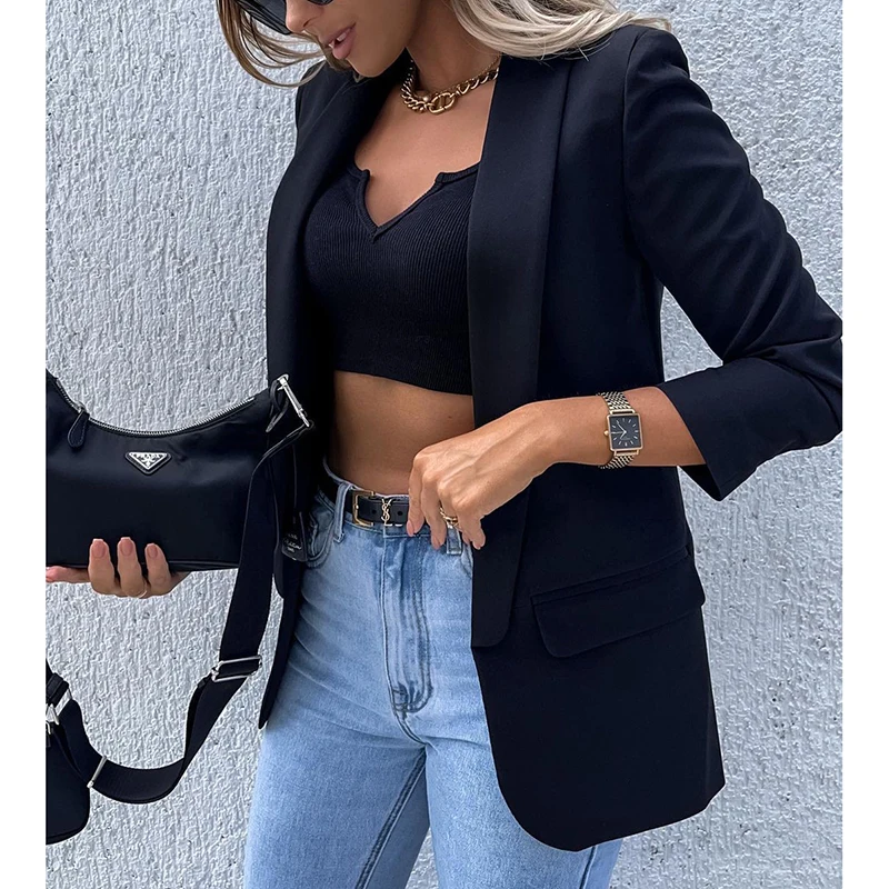 Autumn Lady Elegant Blazer Coats Fashion Turn-Down Collar Women Outerwear Spring Casual Simple Long Sleeve Jackets print lattice