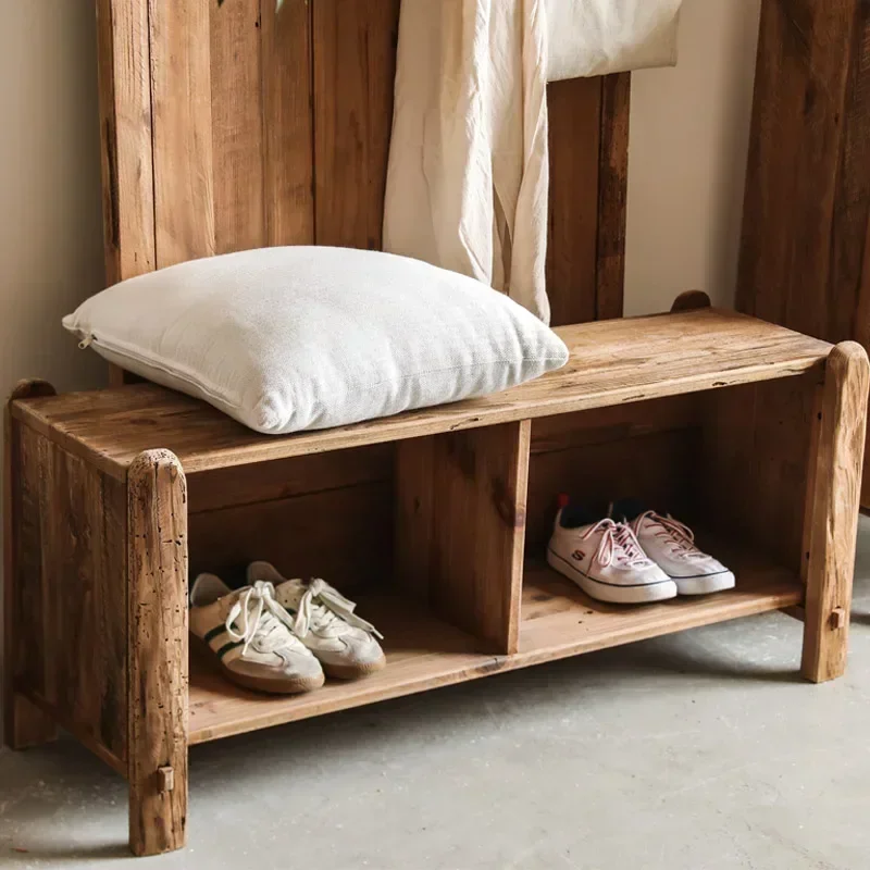 

Rectangular Home-Ready Solid Wood Vintage Artistic Shoe Cabinet