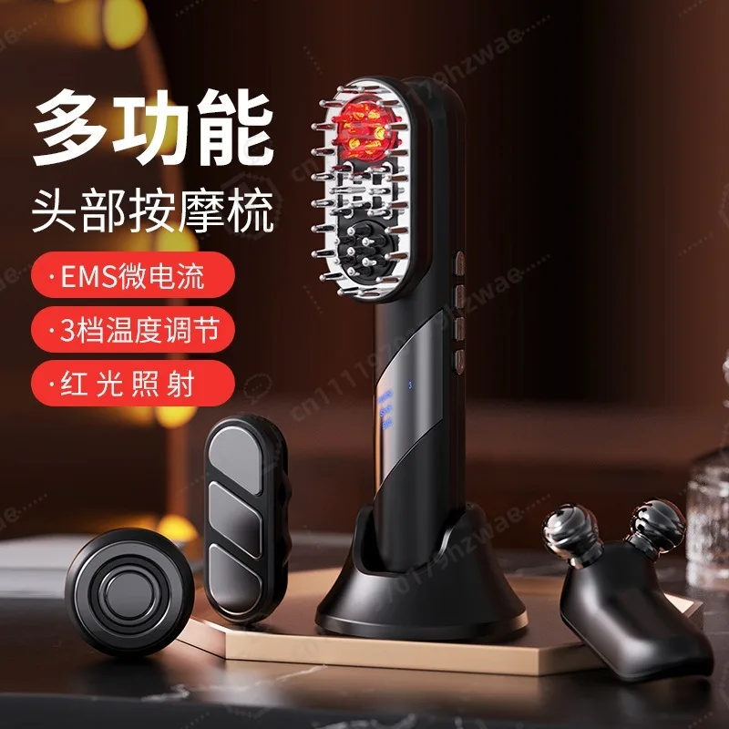 EMS Microcurrent Electric Massage Comb Red Light Hair Care Scalp Applicator Multi-functional Scalp Massager
