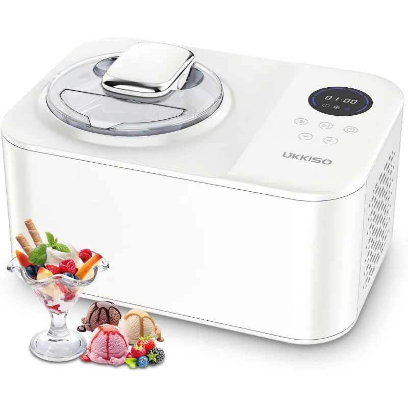 Ice Cream Maker for Home: 1.2L Automatic Ice Cream Maker Machine with LCD Display, Stainless Steel Homemade Ice Cream Maker