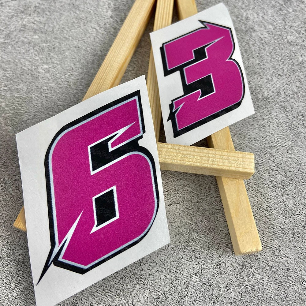 ملصقات دراجات نارية بأرقام وردية من ألياف الكربون ، خزان وقود للدراجات النارية ، ديكور لخوذة السكوتر ، ملصقات دراجات نارية من 0 إلى 9 من الفينيل ، 1: نعنا #3