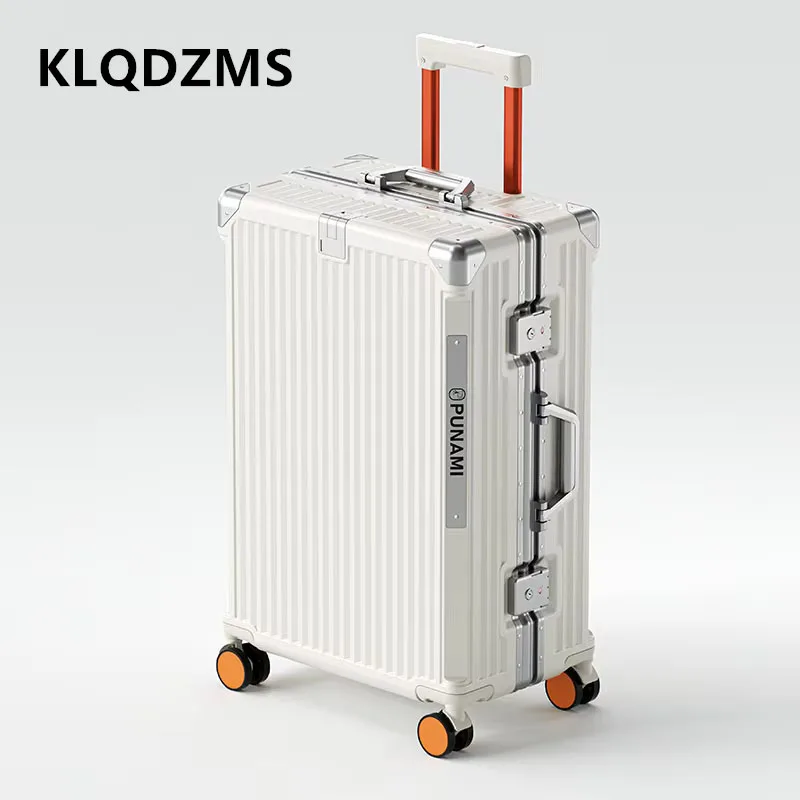 KLQDZMS 20Inch ABS+PC Suitcase New 24" Aluminum Frame Trolley Case 26" Multifunctional USB Charging Password Box Cabin Luggage