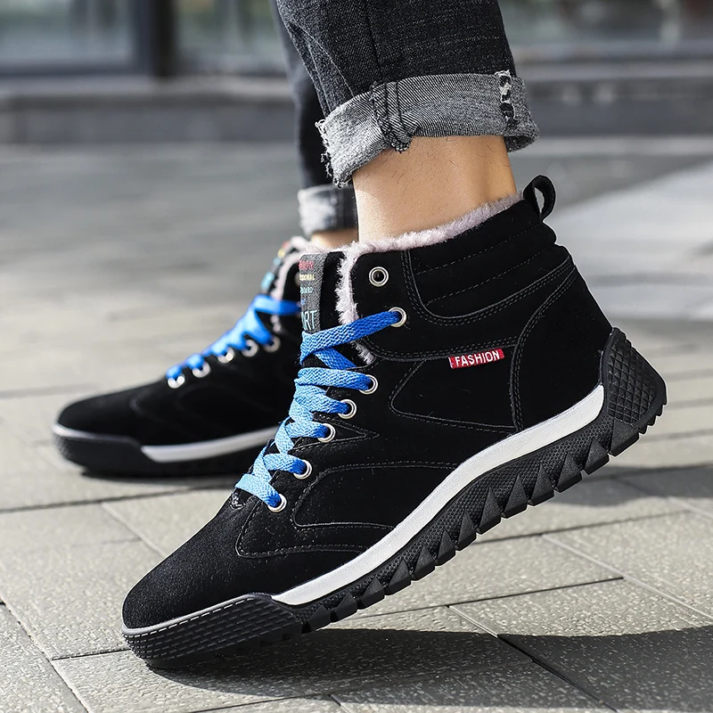 Fashion Warm Plush Snow Boots Man Comfortable Outdoor Winter Boots for Men Non-slip Platform Ankle Boots Men Large Size 39-46